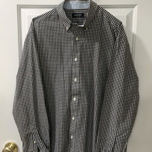 Nautica Button Down Shirt Men's Size Large Long Sleeve Black Check